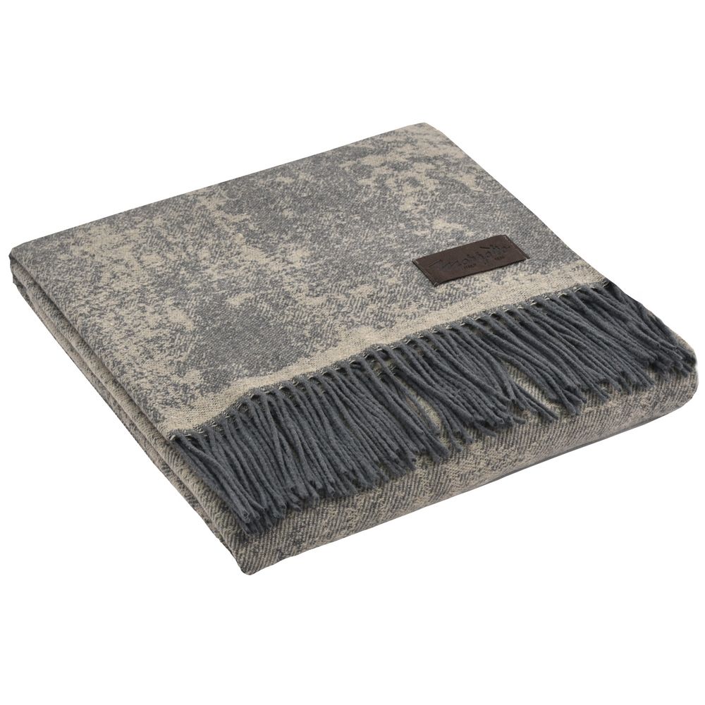 Плед Magnolia, серый с бежевым с логотипом