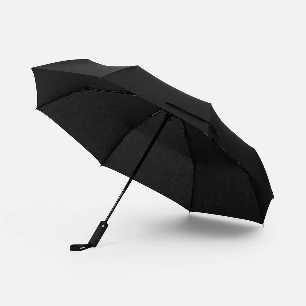 Зонт складной Smooth Move с плавным закрытием, черный с логотипом