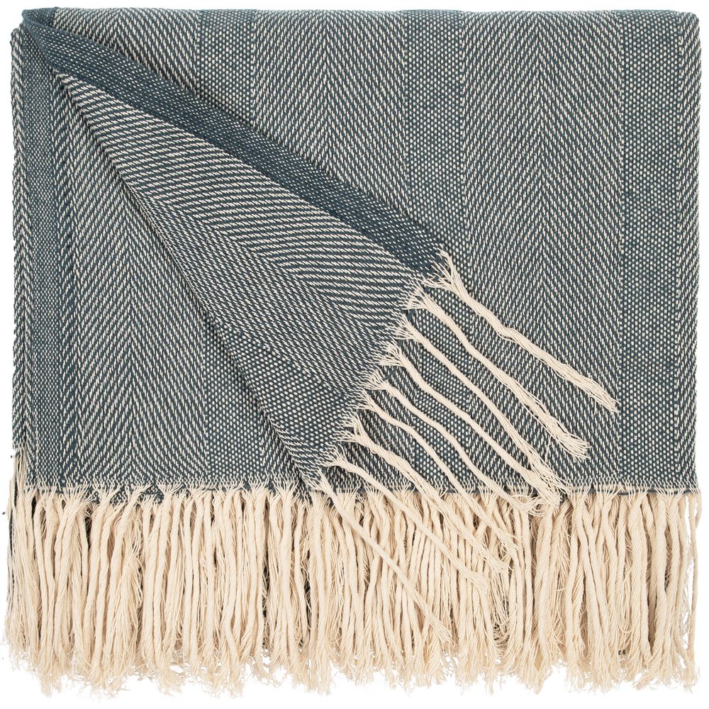 Плед «Сенеж», серо-синий с логотипом