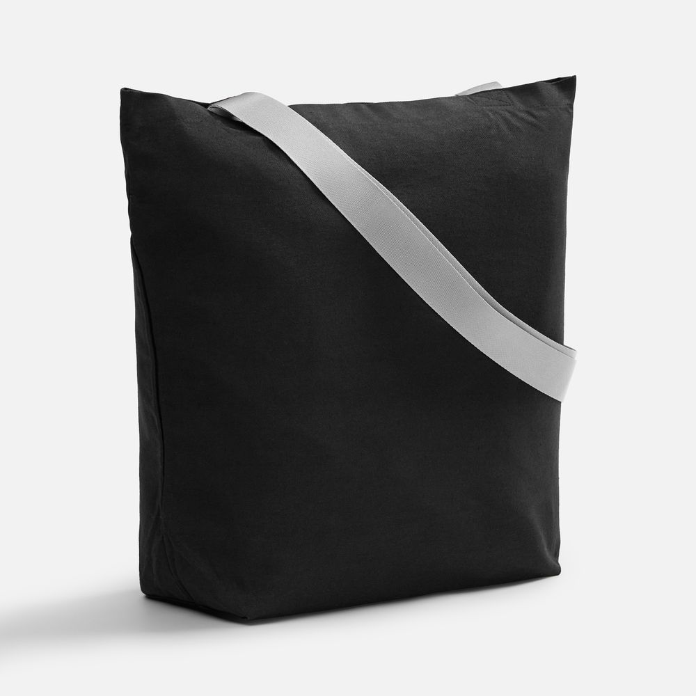 Шопер B5, черный с широкими серыми ручками с логотипом