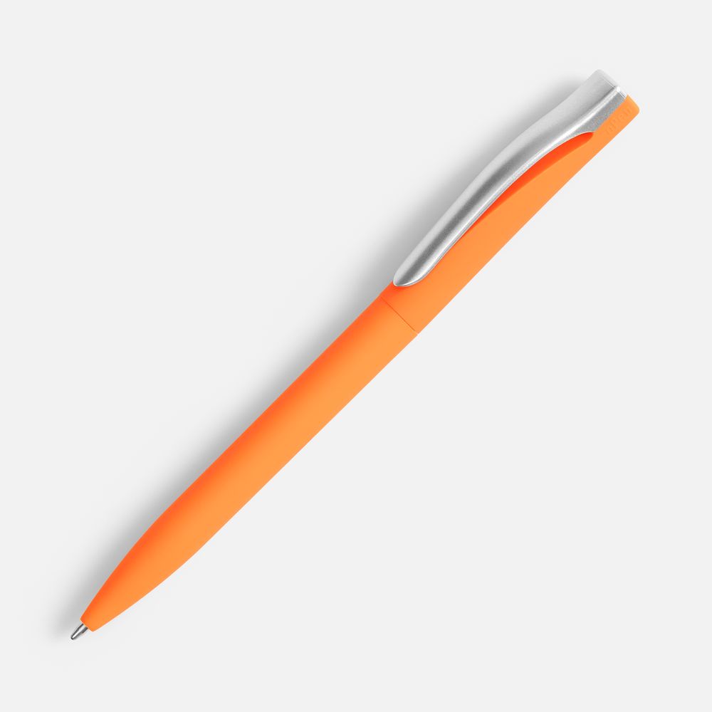 Ручка шариковая Pin Soft Touch, оранжевая с логотипом