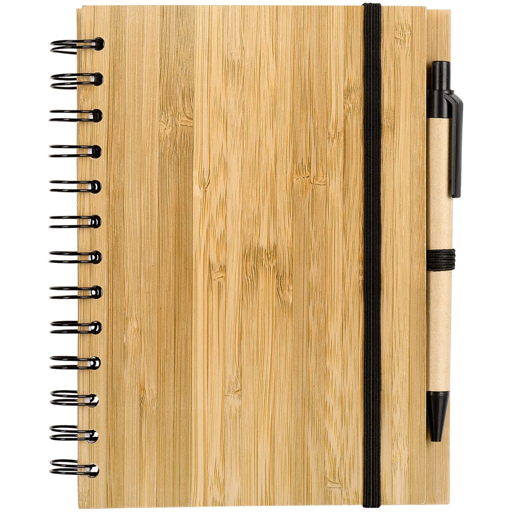 Блокнот на кольцах Bambook с шариковой ручкой с логотипом