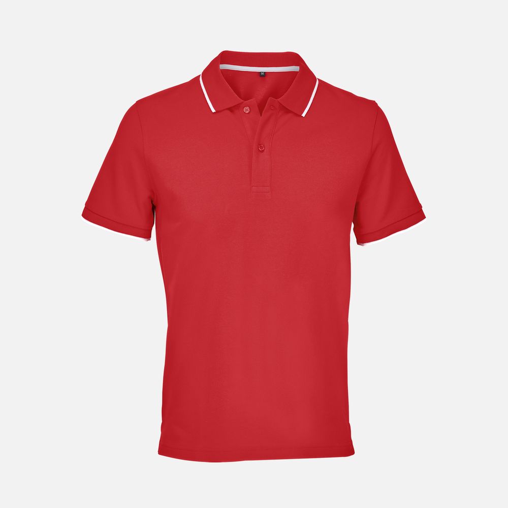 Рубашка поло унисекс Palermo, красная с белым с логотипом