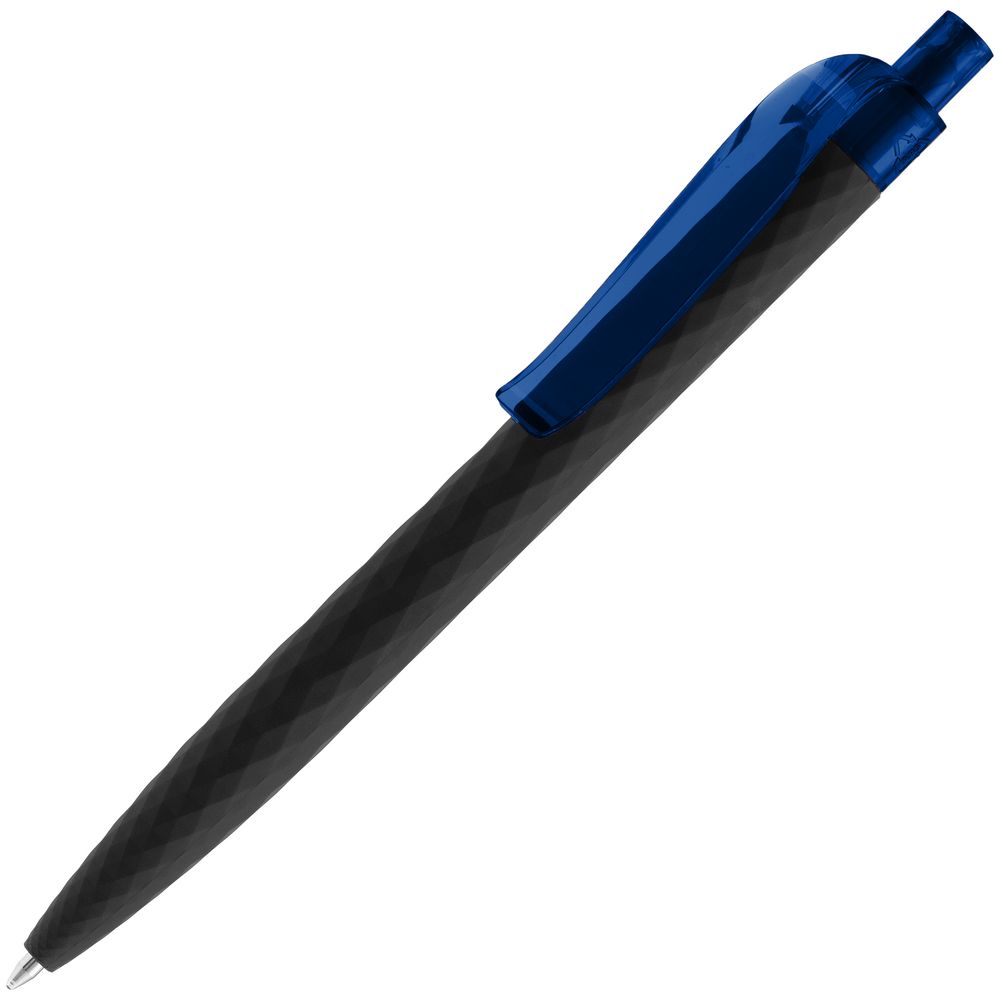 Ручка шариковая Prodir QS01 PRT-T Soft Touch, черная с синим с логотипом