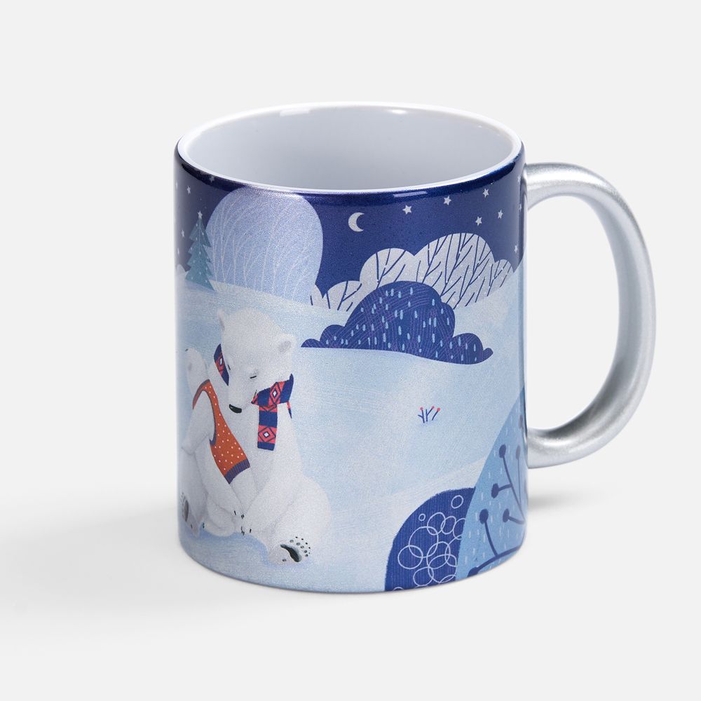 Кружка «Праздничный полюс», серебристая с логотипом