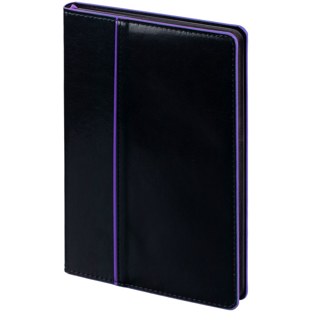 Ежедневник Alanis, недатированный, черный с фиолетовым с логотипом