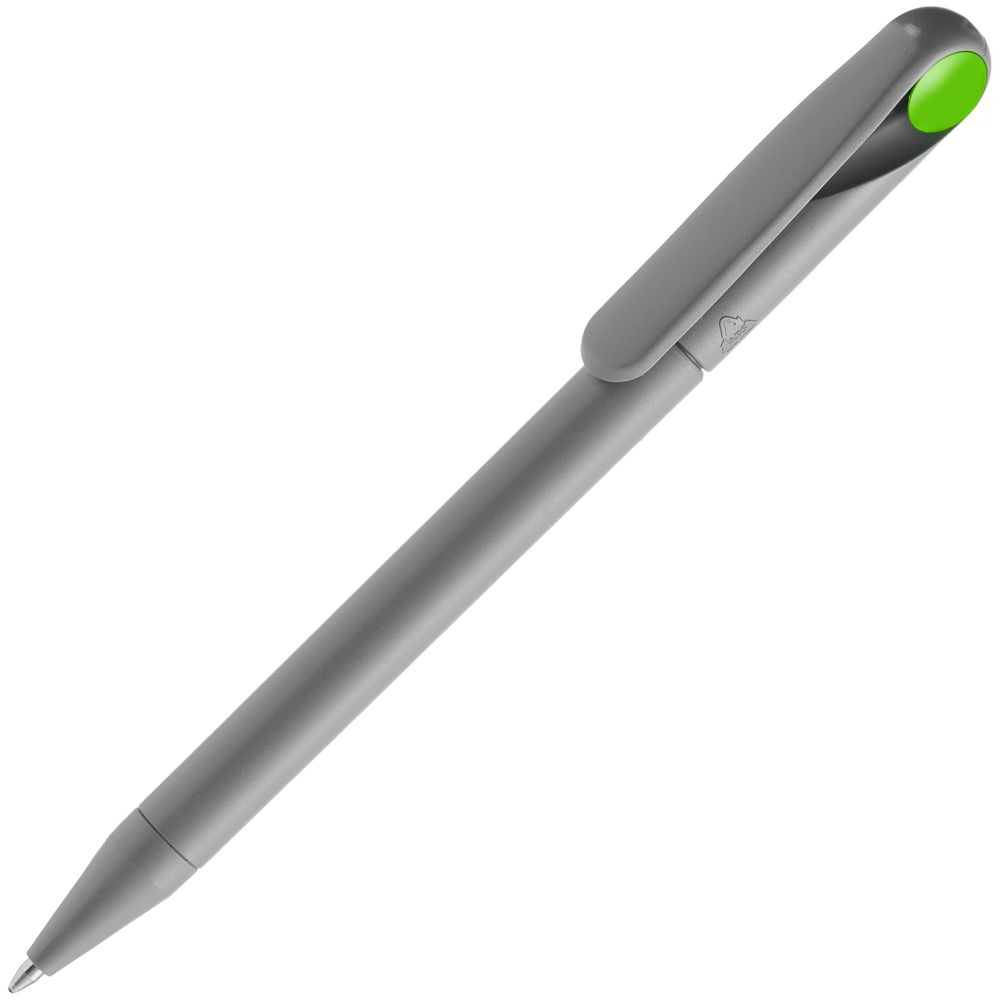 Ручка шариковая Prodir DS1 TMM Dot, серая с ярко-зеленым с логотипом
