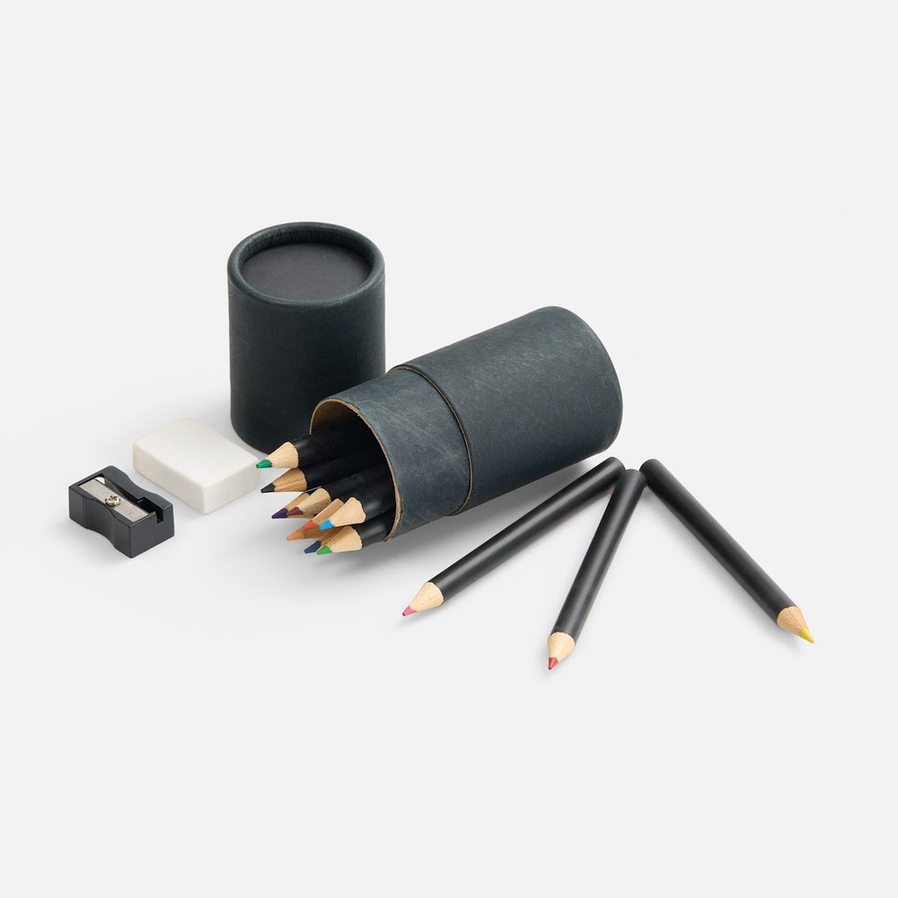Набор цветных карандашей Pencilvania Tube Plus, черный с логотипом