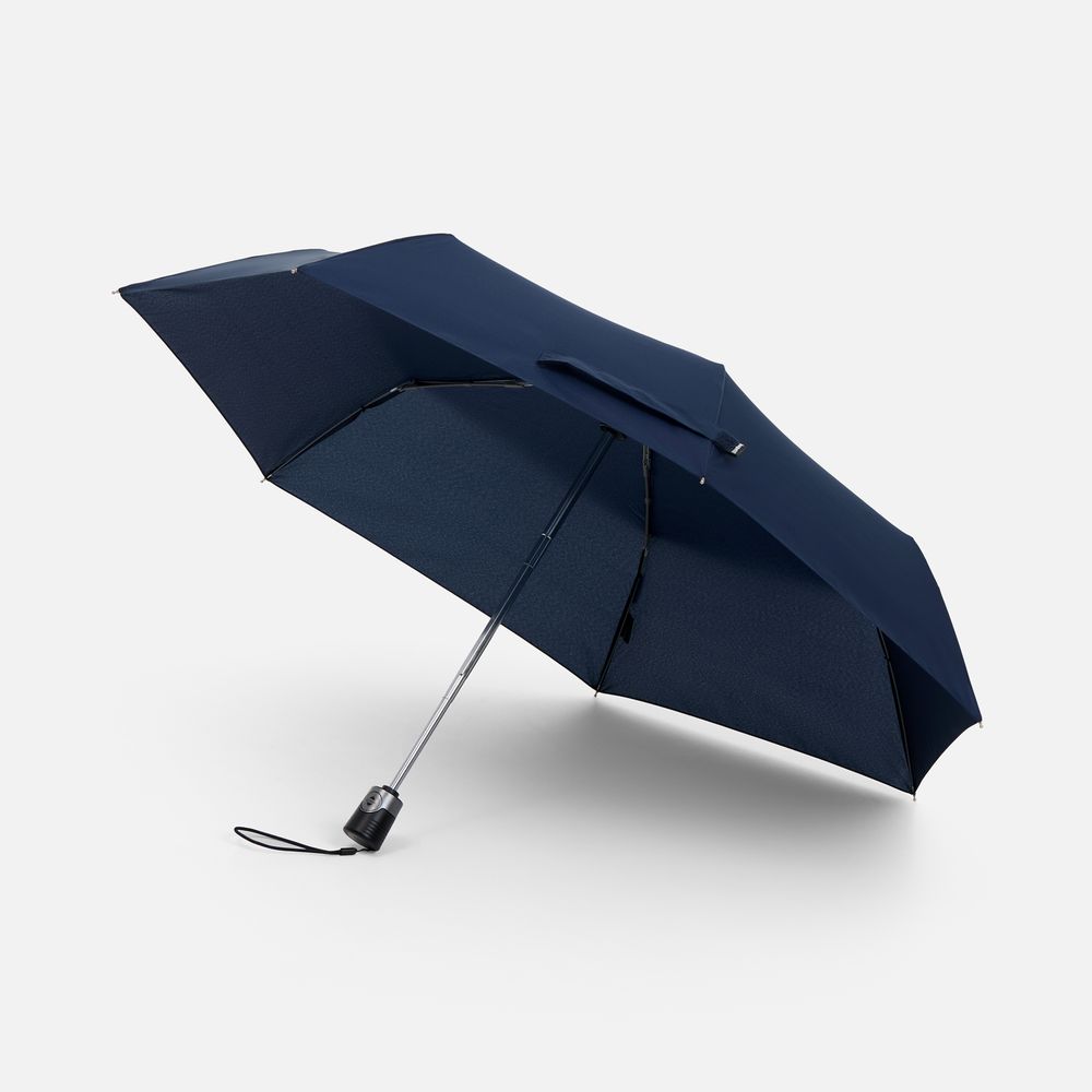 Складной зонт Take It Duo, темно-синий с логотипом
