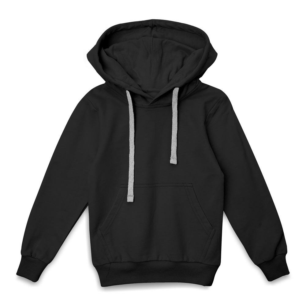 Толстовка с капюшоном детская Kirenga Kids, черная с логотипом