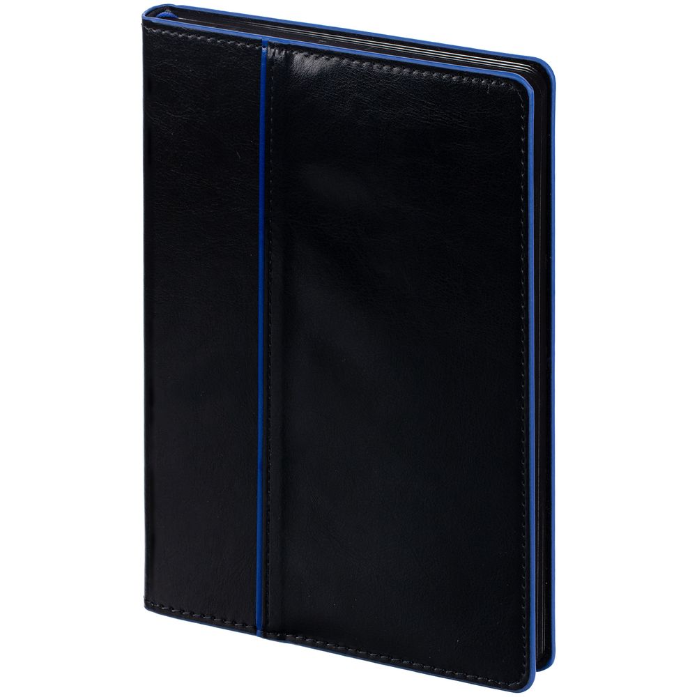 Ежедневник Alanis, недатированный, черный с синим с логотипом