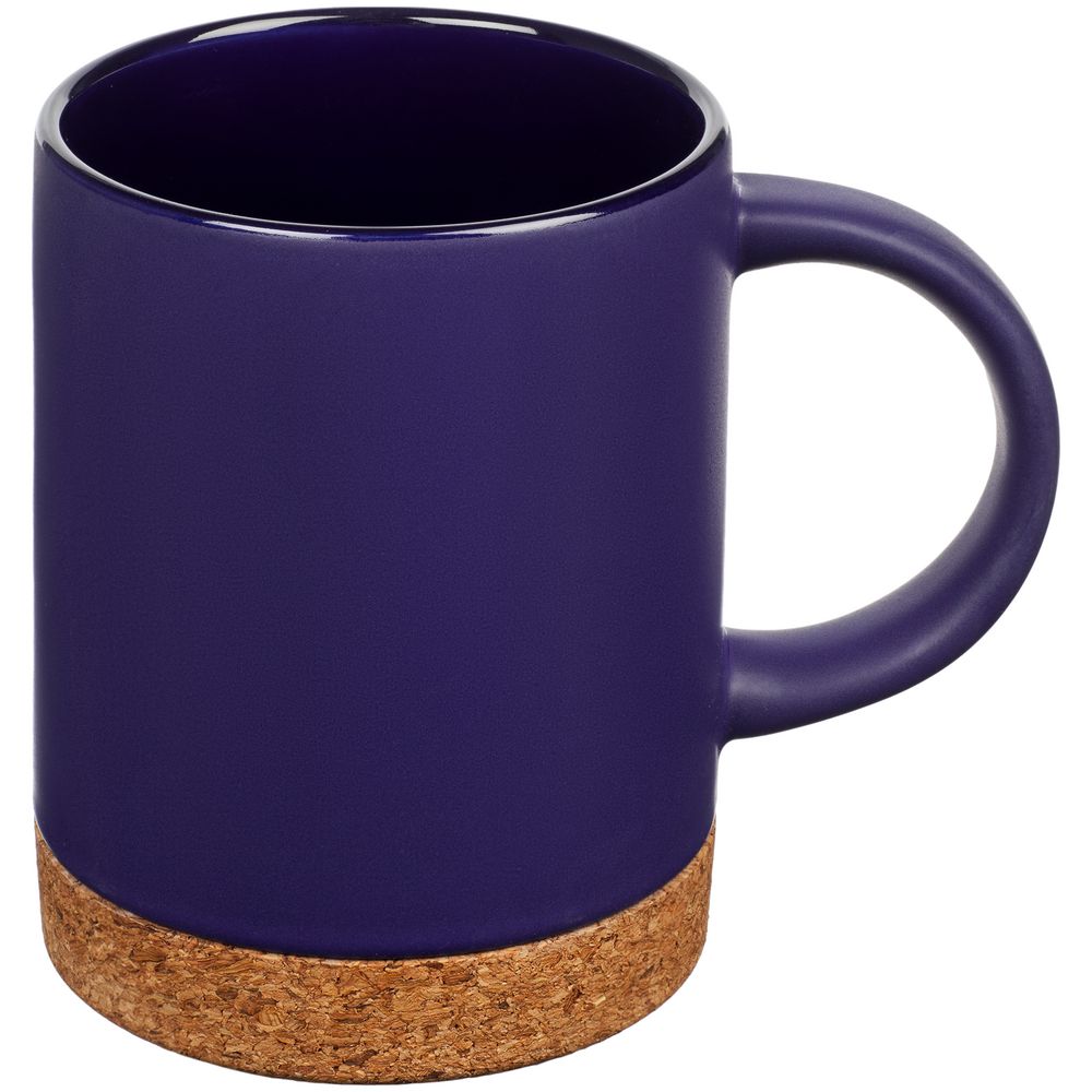 Кружка с пробковой подставкой Corky, синяя с логотипом