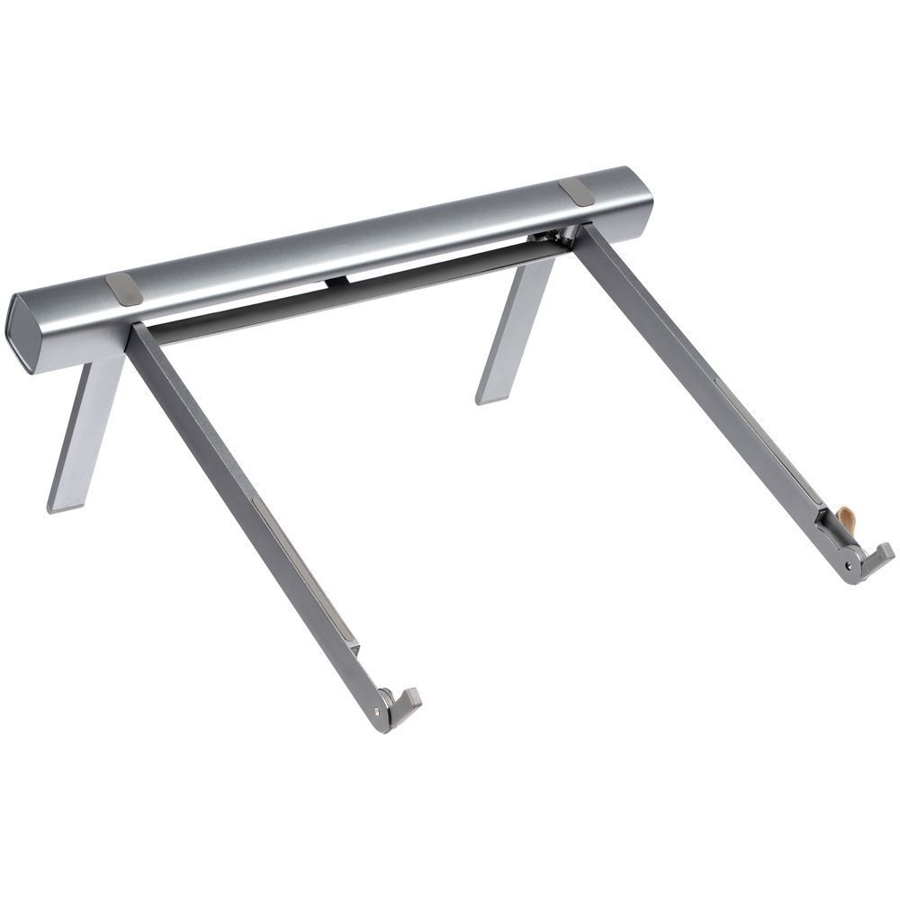 Подставка для ноутбука и планшета Rail Top, серебристая с логотипом