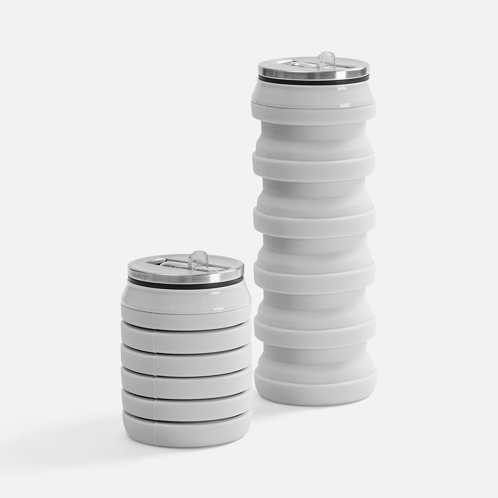 Складная бутылка для воды Folla, серая с логотипом