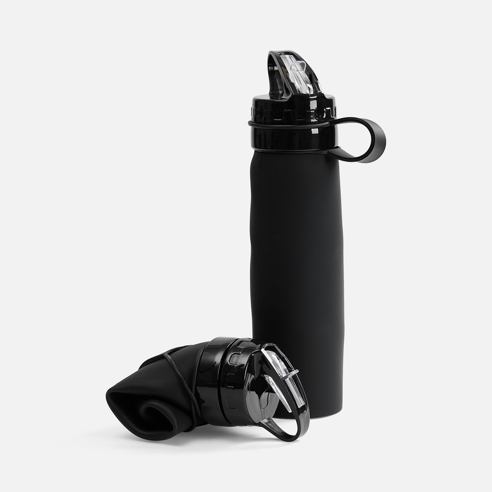 Складная бутылка для воды Langfossen, черная с логотипом