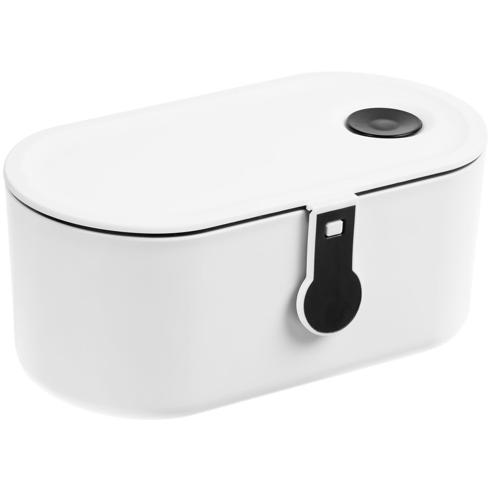 Ланчбокс Lunch Break, белый с черным с логотипом