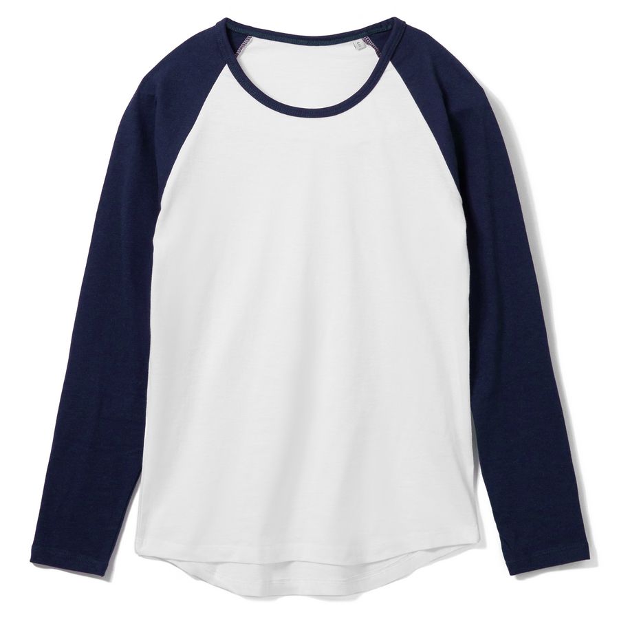 Футболка женская с длинным рукавом Milky Lsl, белая с темно-синим с логотипом