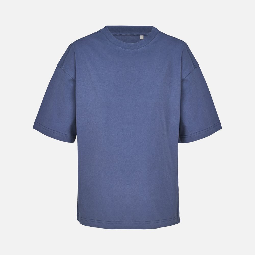 Футболка оверсайз женская Boxy Women, синяя (джинс) с логотипом