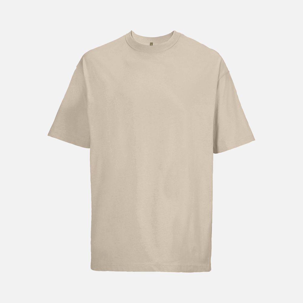 Футболка оверсайз мужская Boxy Men, бежевая (льняная) с логотипом