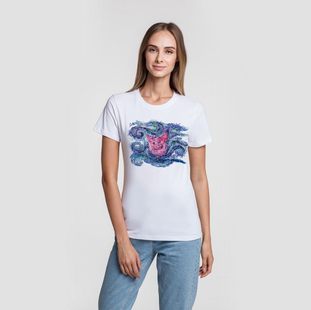 Футболка женская «Ван-Пиг», белая с логотипом