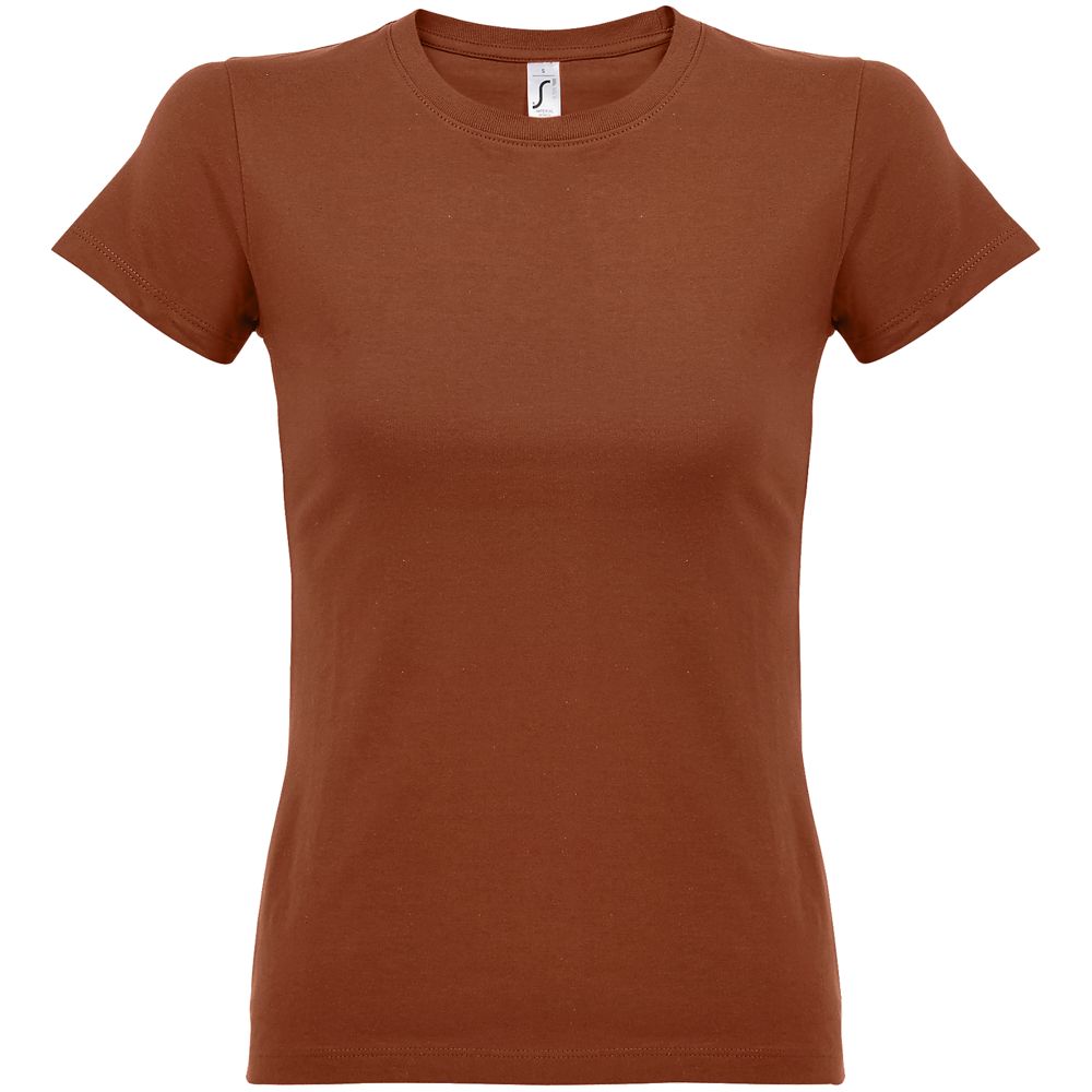 Футболка женская Imperial Women 190, коричневая (терракотовая) с логотипом