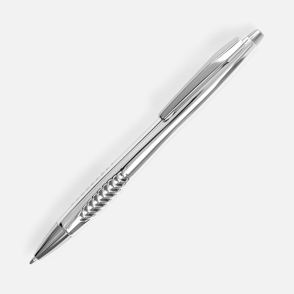 Ручка шариковая Barracuda, серебристая с логотипом