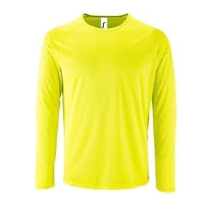 Футболка с длинным рукавом Sporty LSL Men желтый неон с логотипом