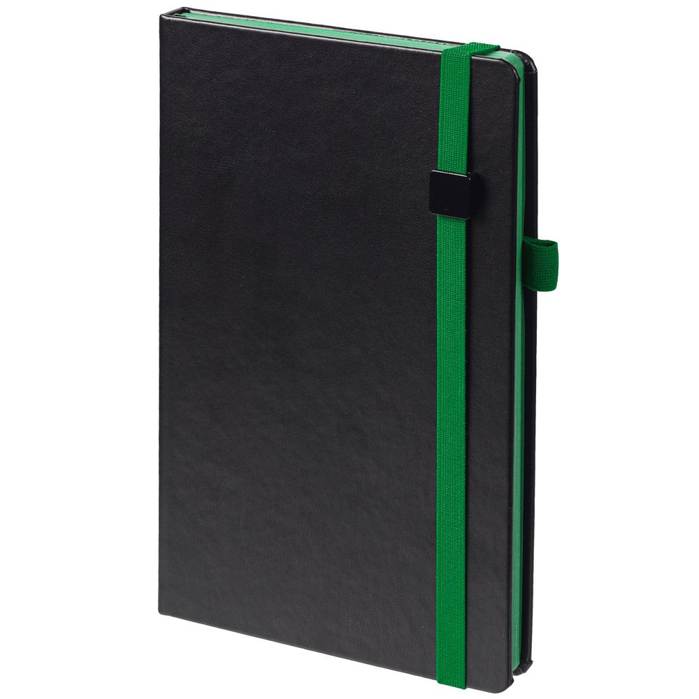 Ежедневник Ton Black, недатированный, черный с зеленым с логотипом