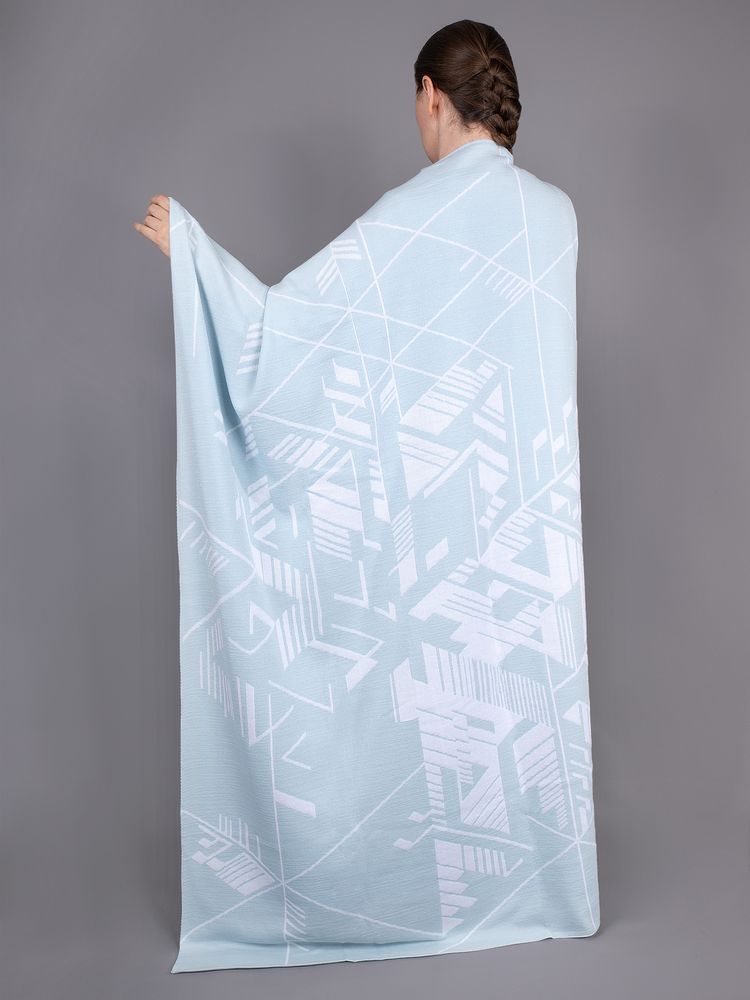 Плед Winterflake, бело-голубой с люрексом с логотипом