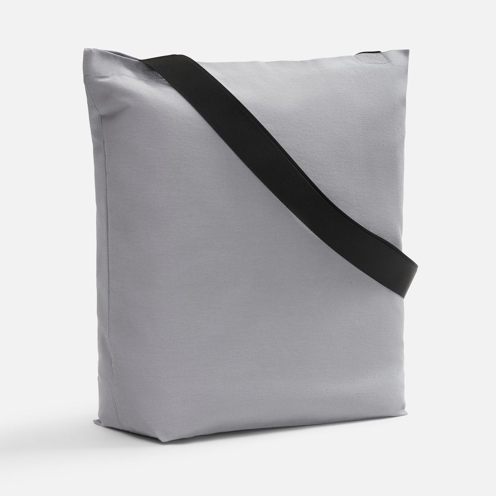 Шопер B5, серый с широкими черными ручками с логотипом