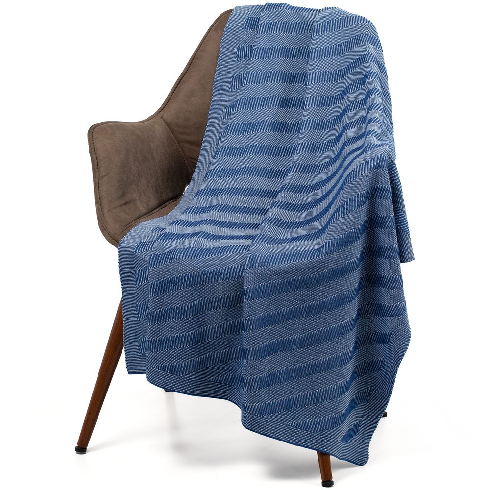 Плед Locus Solus, синий с голубым с логотипом