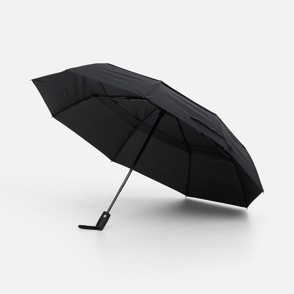 Складной зонт Dome Double с двойным куполом, черный с логотипом