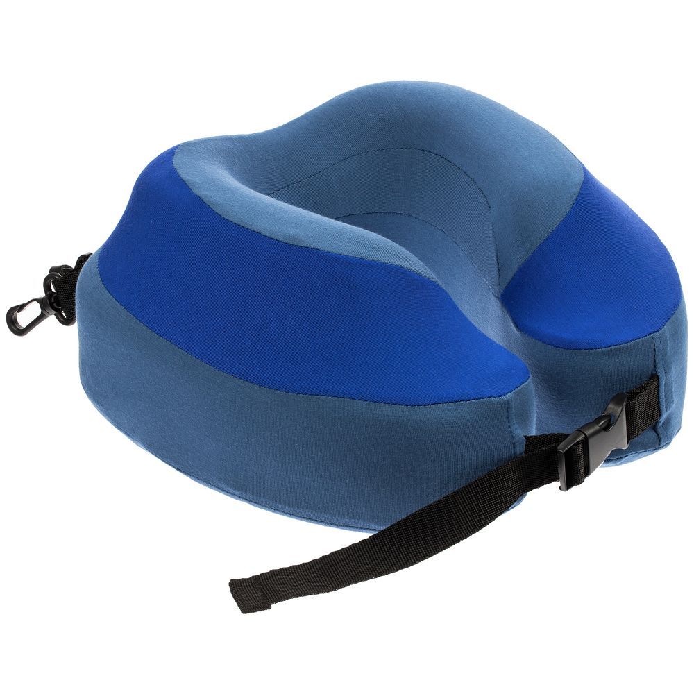 Дорожная подушка Piligrim, синяя с логотипом