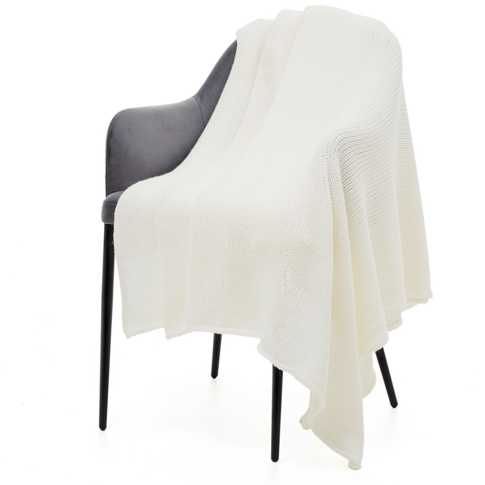 Плед Knitly, жемчужно-белый с логотипом