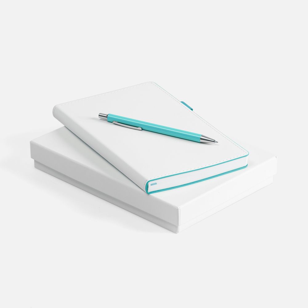 Набор White Shall, бело-бирюзовый с логотипом