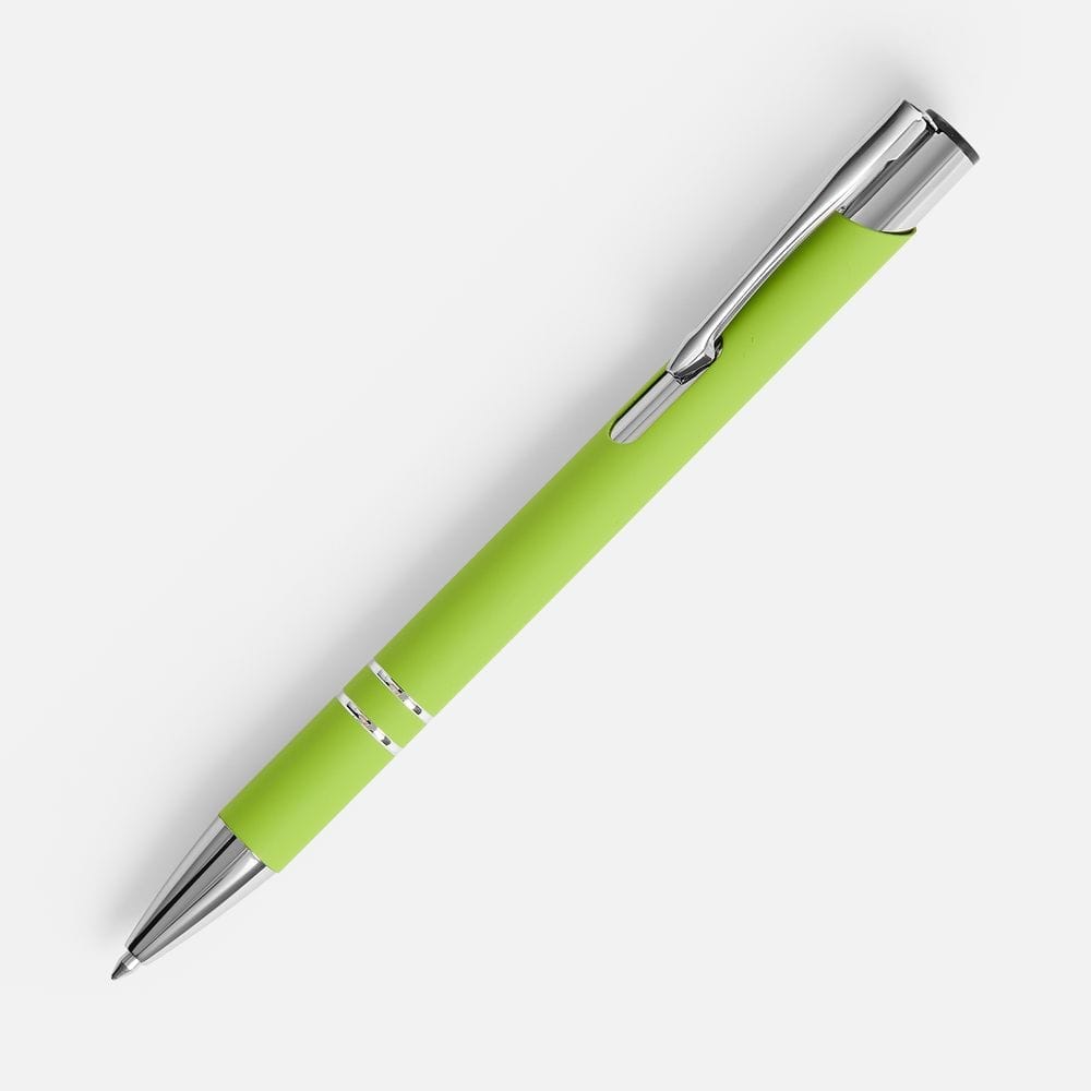 Ручка шариковая Keskus Soft Touch, зеленое яблоко с логотипом