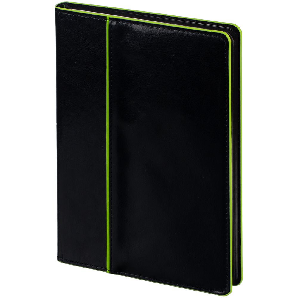Ежедневник Alanis, недатированный, черный с зеленым с логотипом
