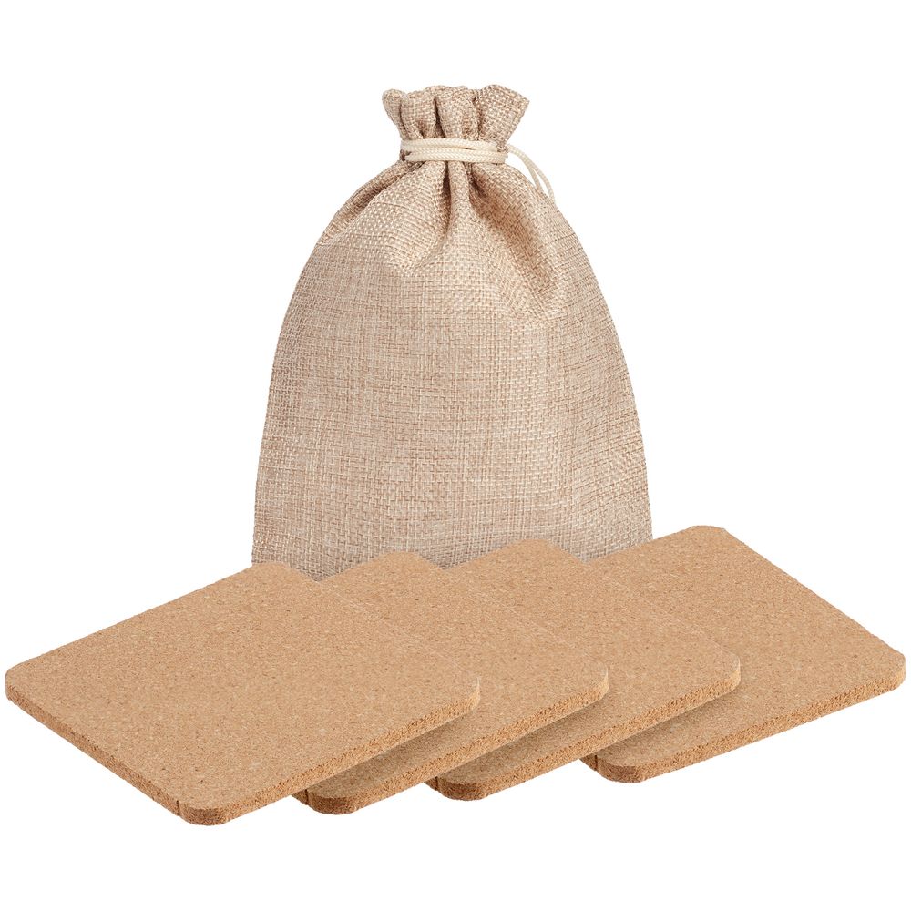 Набор из 4 костеров Suberic, квадрат с логотипом