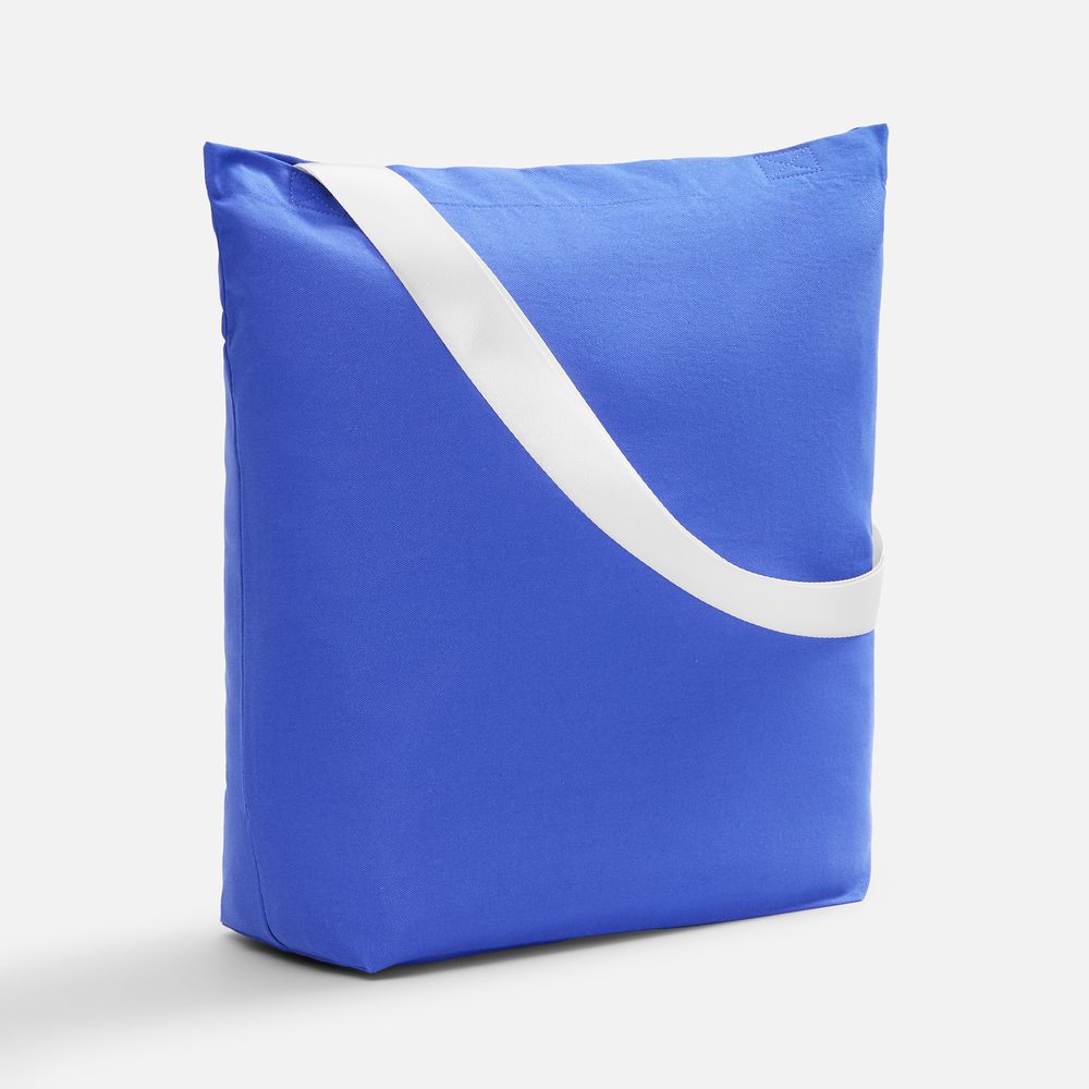 Шопер B5, синий с широкими белыми ручками с логотипом