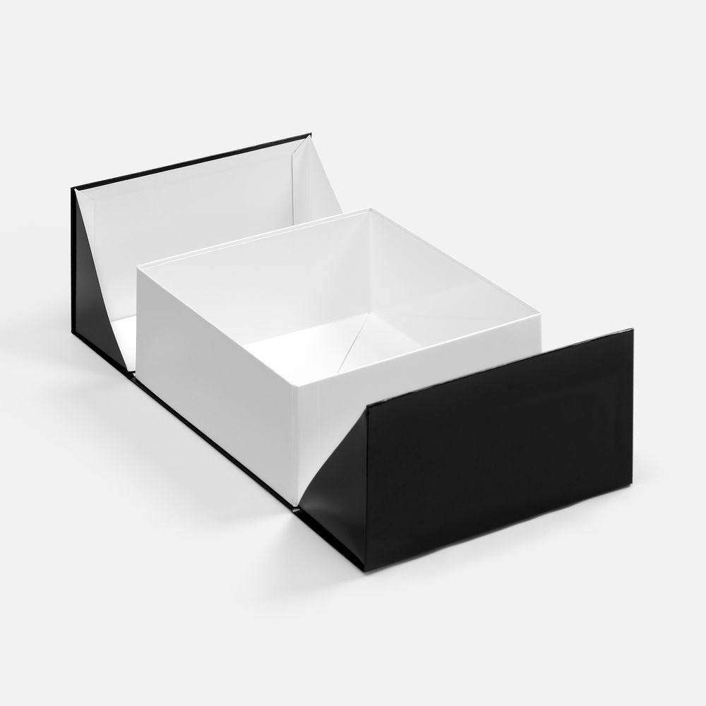 Коробка складная Foldream, S, черная с логотипом