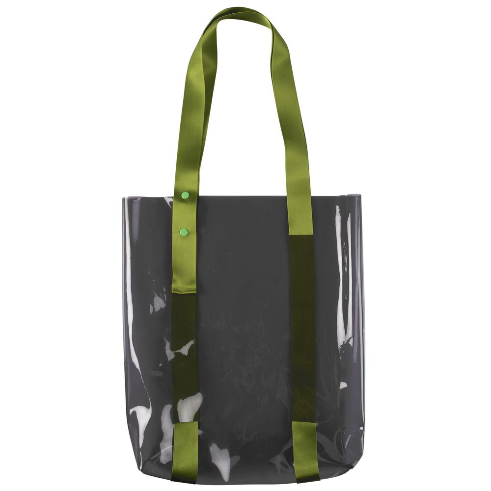 Шопер Clear Fest, прозрачный серый с зелеными ручками с логотипом