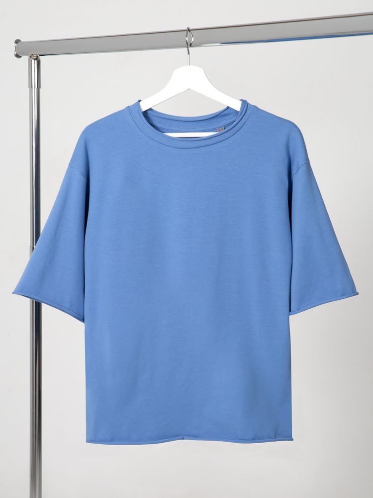 Футболка оверсайз Vozduh 2.0, синяя с логотипом