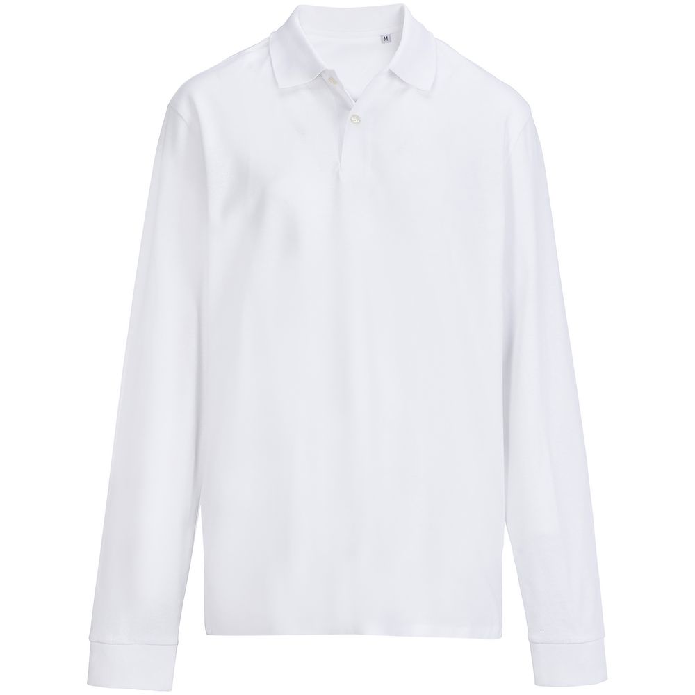 Рубашка поло унисекс с длинным рукавом Pacific LSL, белая с логотипом