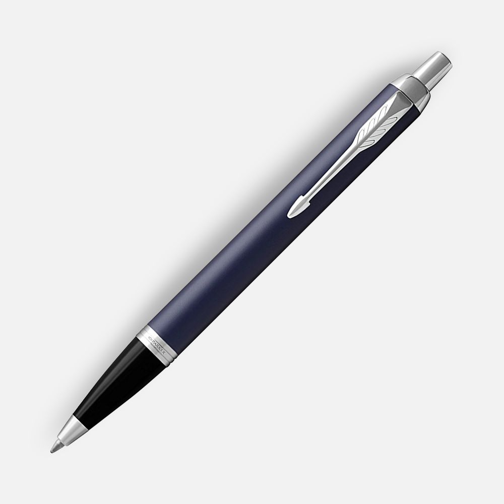 Ручка шариковая Parker IM Core Matte Blue CT, темно-синяя с черным с логотипом