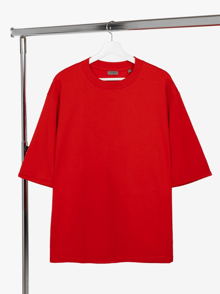 Футболка оверсайз унисекс Kosmos 2.0, красная с логотипом
