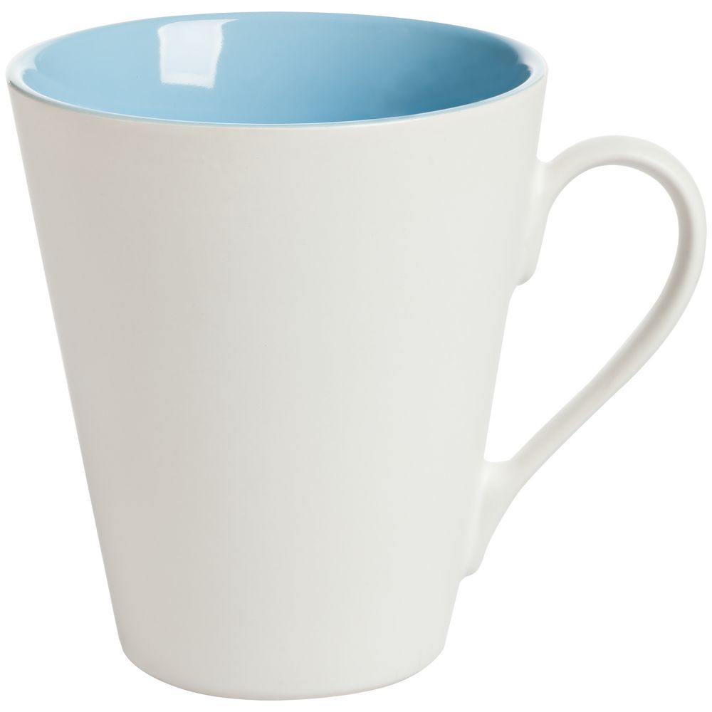 Кружка New Bell матовая, белая с голубым с логотипом