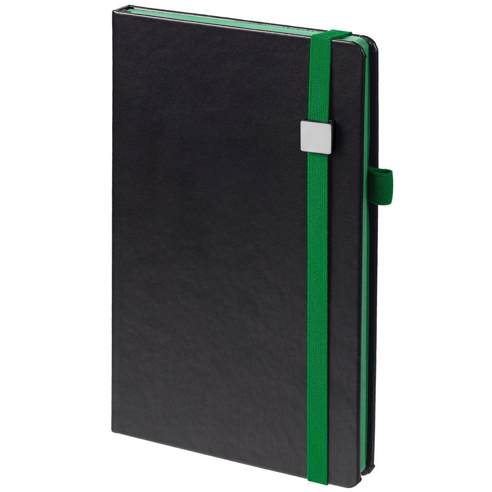 Ежедневник Ton Metal, недатированный, черный с зеленым с логотипом