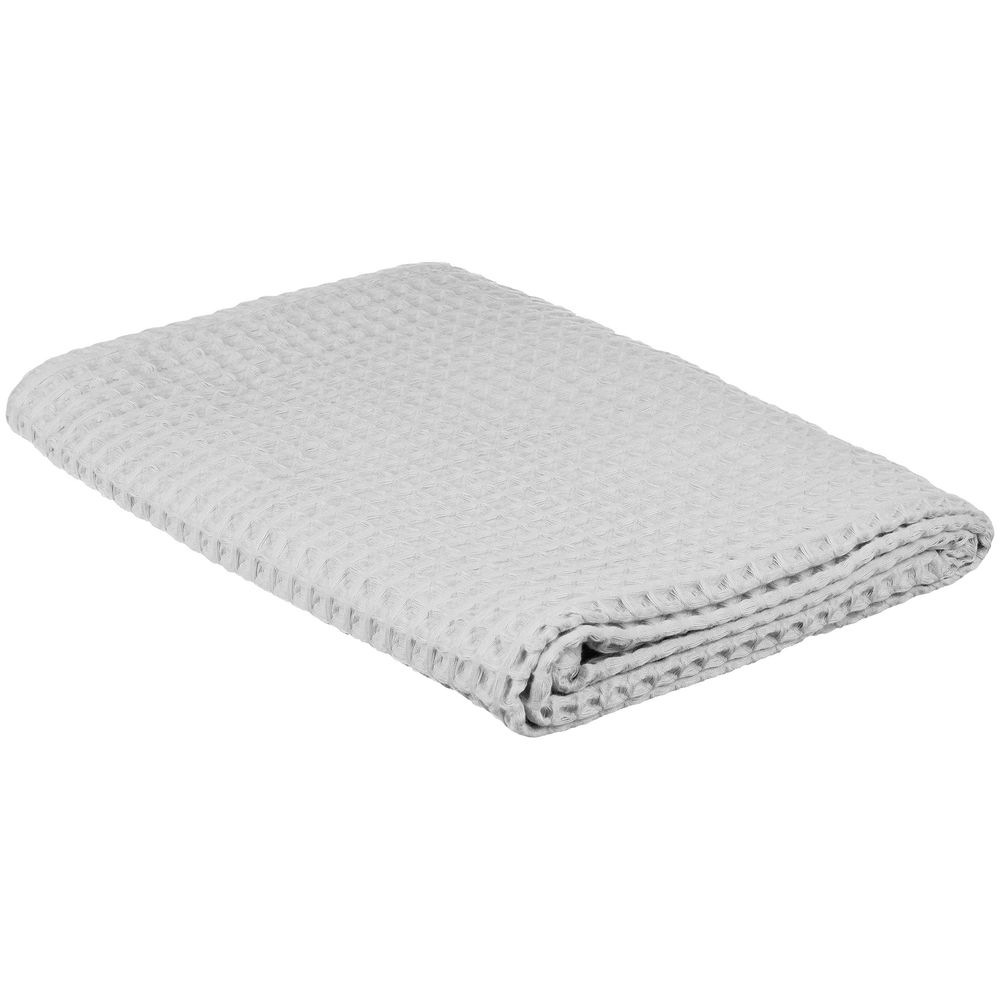 Полотенце вафельное Gentle, большое, светло-серое с логотипом