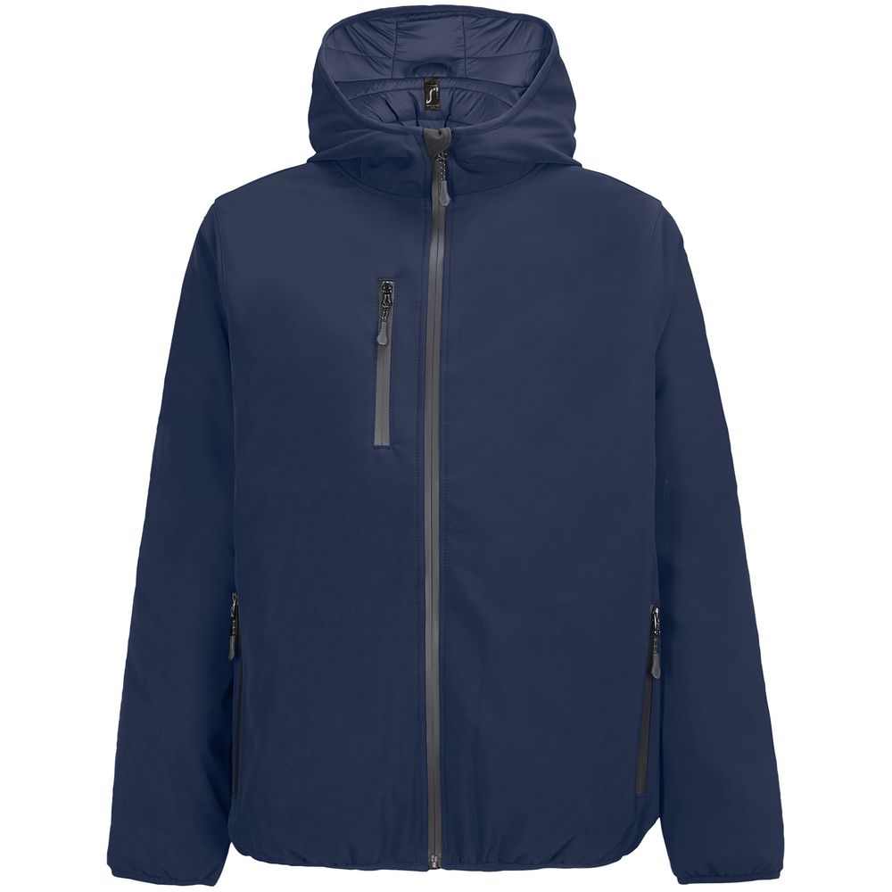 Куртка софтшелл с капюшоном мужская Falcon Men, синяя с логотипом