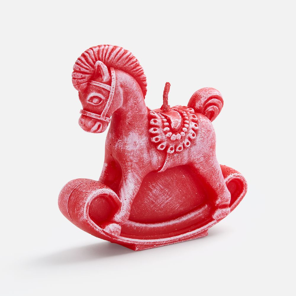 Свеча фигурная «Лошадка-качалка», красная с логотипом